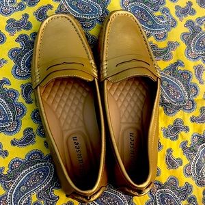 Gold women’s penny loafers